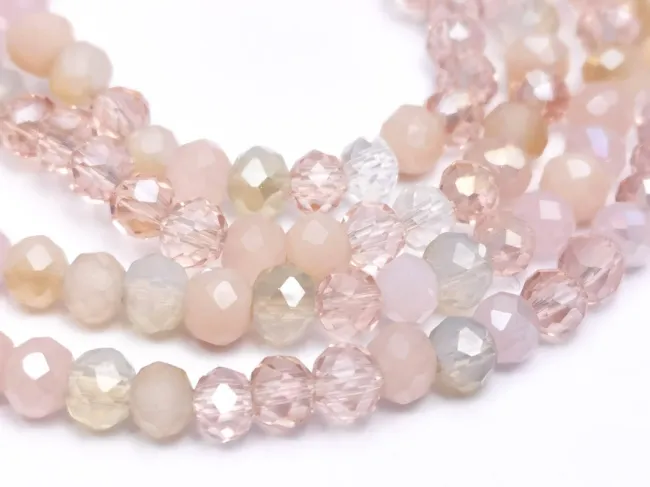 Margele cristal rondel fatetat 4x3mm mix roz (sirag)