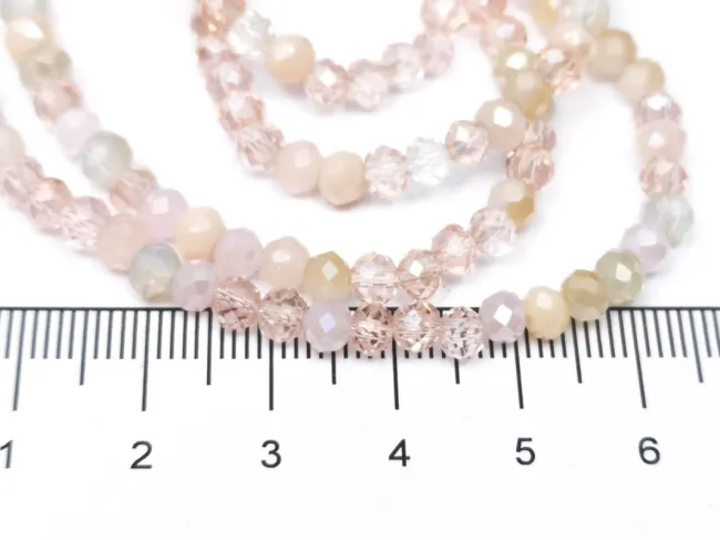 Margele cristal rondel fatetat 4x3mm mix roz (sirag)