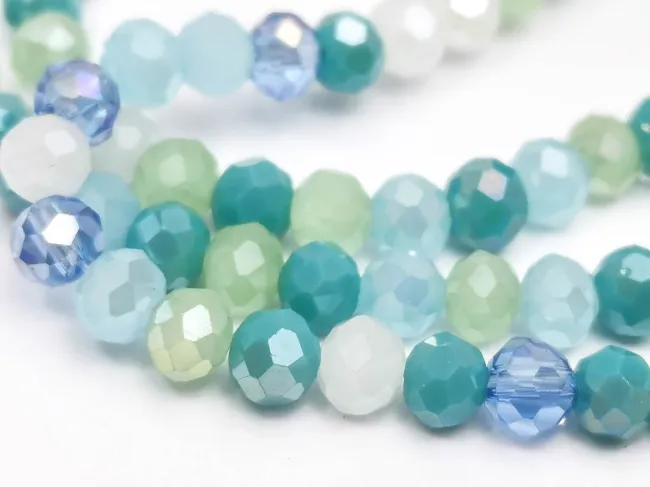 Margele cristal rondel fatetat 4x3mm mix verde albastru (sirag)
