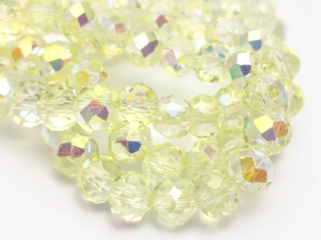 Margele cristal rondel fatetat electroplacat 6x4mm galben AB (sirag)