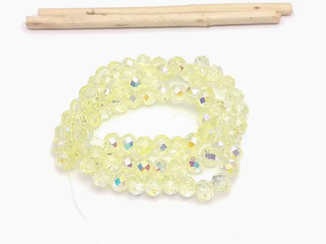Margele cristal rondel fatetat electroplacat 6x4mm galben AB (sirag)