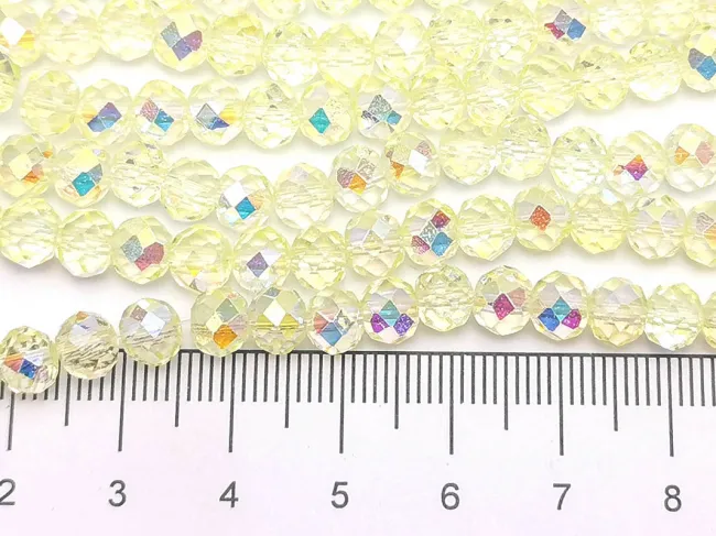 Margele cristal rondel fatetat electroplacat 6x4mm galben AB (sirag)