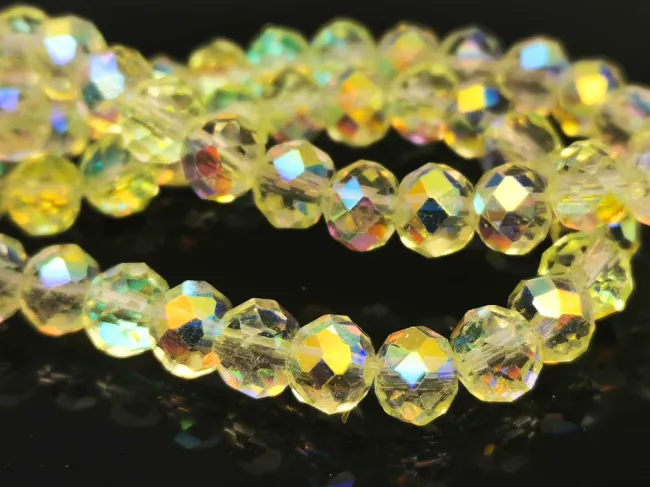 Margele cristal rondel fatetat electroplacat 6x4mm galben AB (sirag)