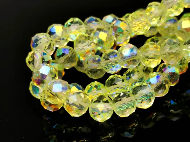 Margele cristal rondel fatetat electroplacat 6x4mm galben AB (sirag)