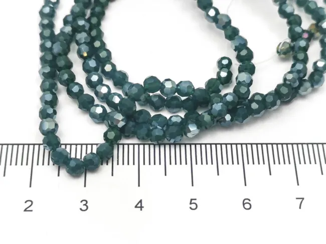Margele cristal rotund fatetat 3~3.5mm verde inchis lustered (sirag)