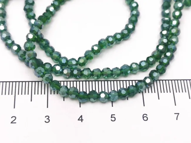 Margele cristal rotund fatetat 3~3.5mm verde padure lustered (sirag)