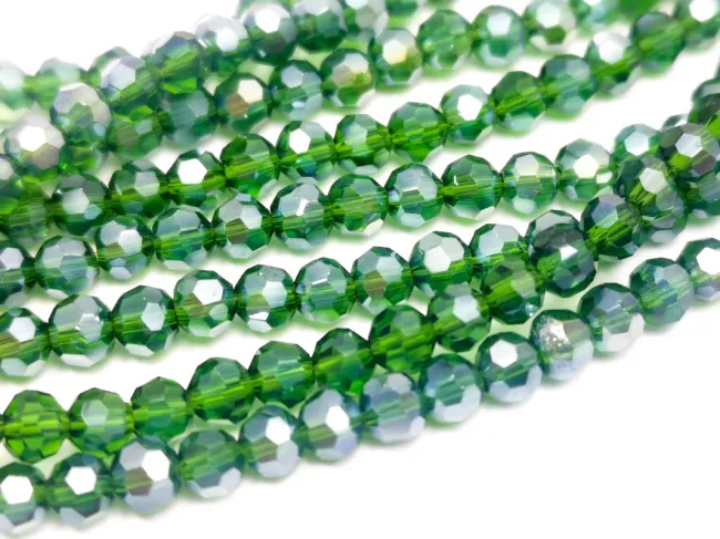 Margele cristal rotund fatetat 3~3.5mm verde padure lustered (sirag)