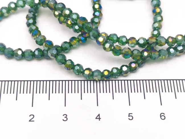 Margele cristal rotund fatetat 3~3.5mm verde padure AB (sirag)