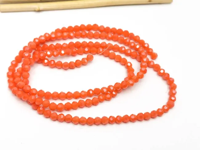 Margele cristal rotund fatetat 3~3.5mm portocaliu opac lustered (sirag)