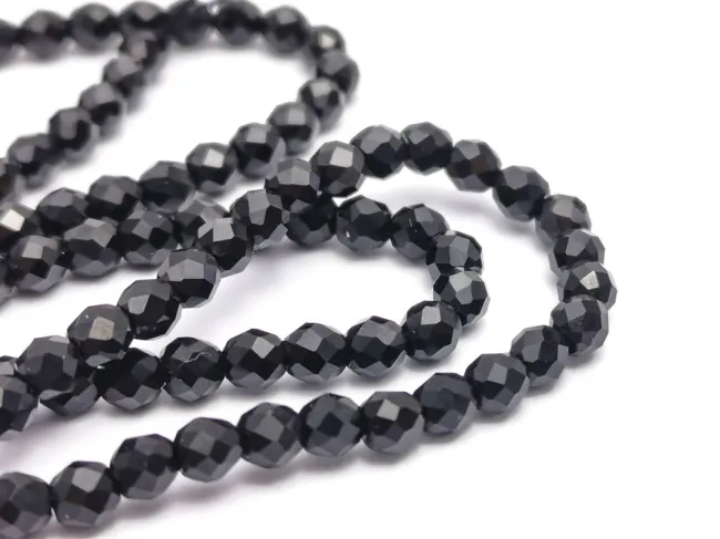 Margele cristal rotund microfatetat 3.5~4mm negru (sirag)