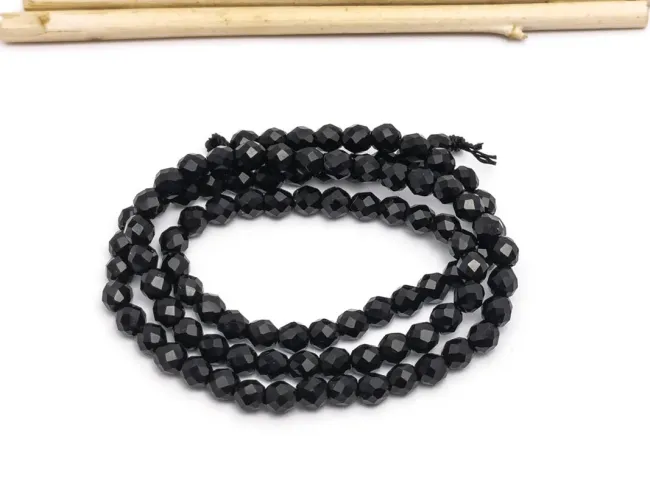 Margele cristal rotund microfatetat 3.5~4mm negru (sirag)