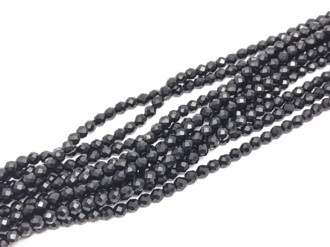 Margele cristal rotund microfatetat 3.5~4mm negru (sirag)