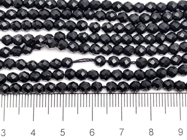 Margele cristal rotund microfatetat 3.5~4mm negru (sirag)