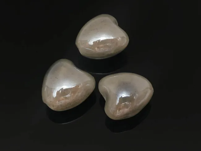 Margele de portelan inima 10x9x7mm bej