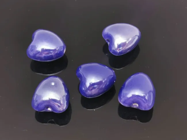 Margele de portelan inima 10x9x7mm albastru royal