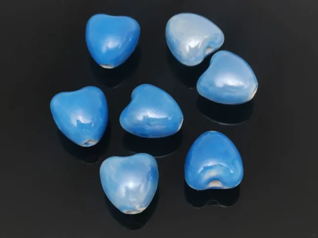 Margele de portelan inima 10x9x7mm albastru