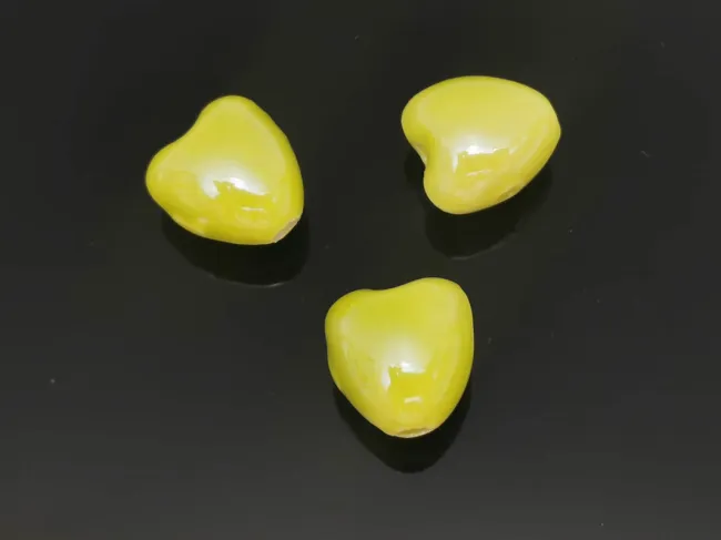 Margele de portelan inima 10x9x7mm verde lime