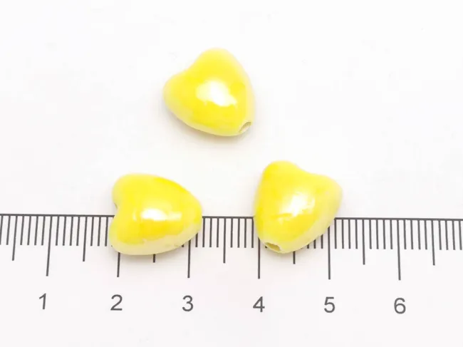 Margele de portelan inima 10x9x7mm galben