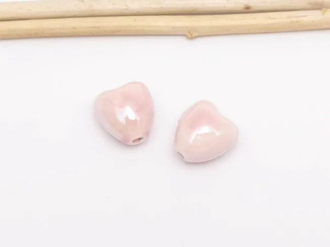 Margele de portelan inima 10x9x7mm roz