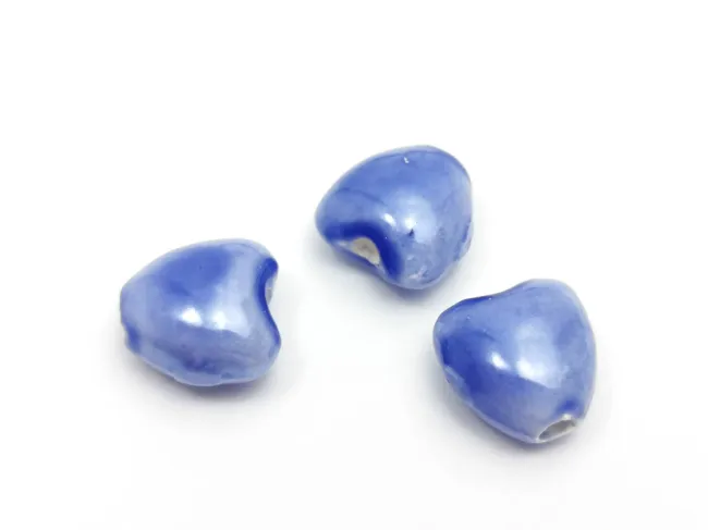 Margele de portelan inima 10x9x7mm albastru