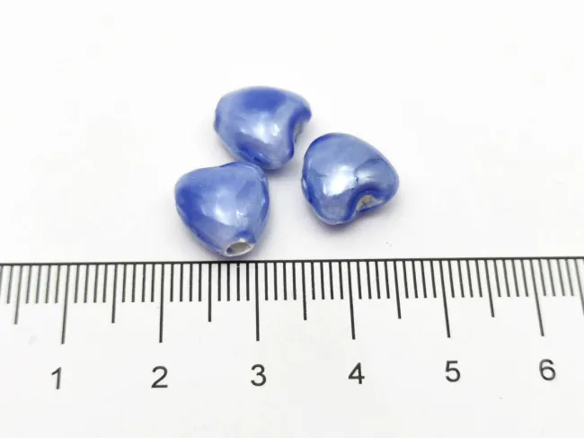 Margele de portelan inima 10x9x7mm albastru