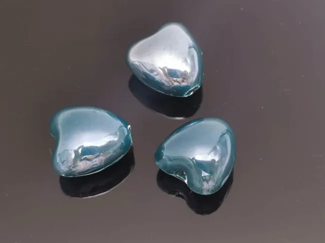 Margele de portelan inima 10x9x7mm cobalt blue