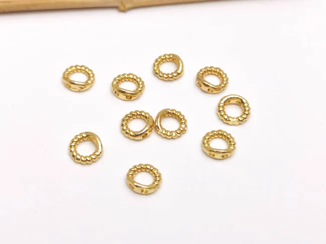 Zale sudate cu doua orificii pentru terninatie bijuterii 5x1mm auriu (1buc)