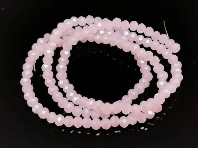 Margele cristal rondel 3x2mm roz opal lustered (sirag)
