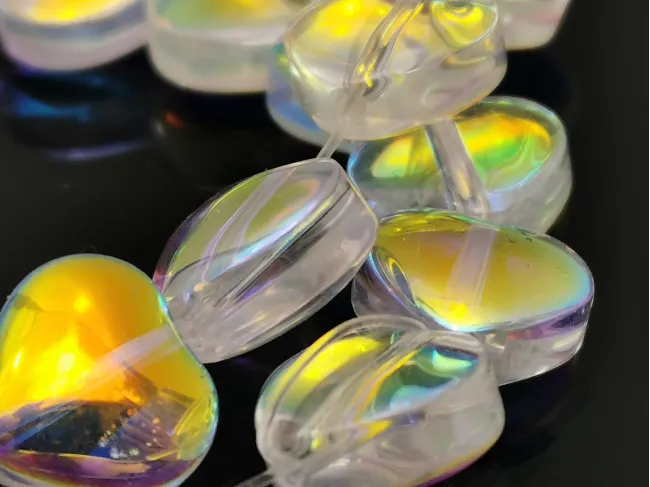 Margele sticla inima 10mm transparent AB (sirag)