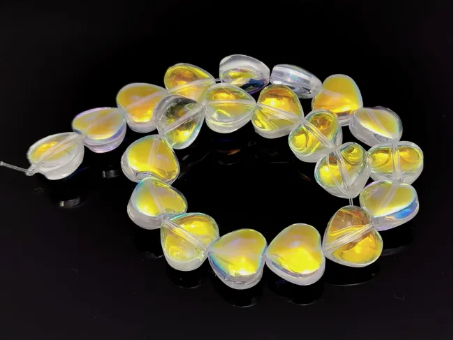 Margele sticla inima 10mm transparent AB (sirag)
