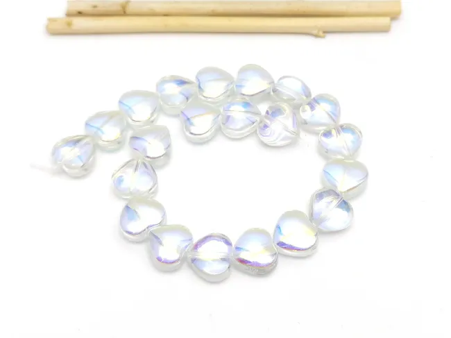 Margele sticla inima 10mm transparent AB (sirag)