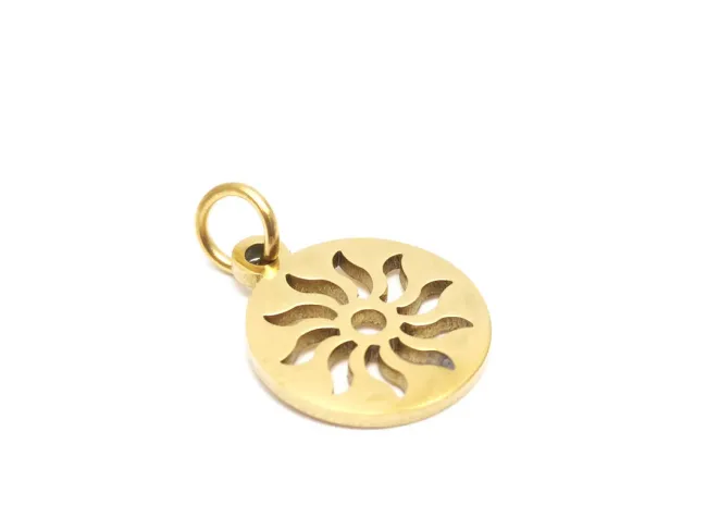 Pandantiv charm soare din otel inoxidabil 304 auriu 14x12x1mm