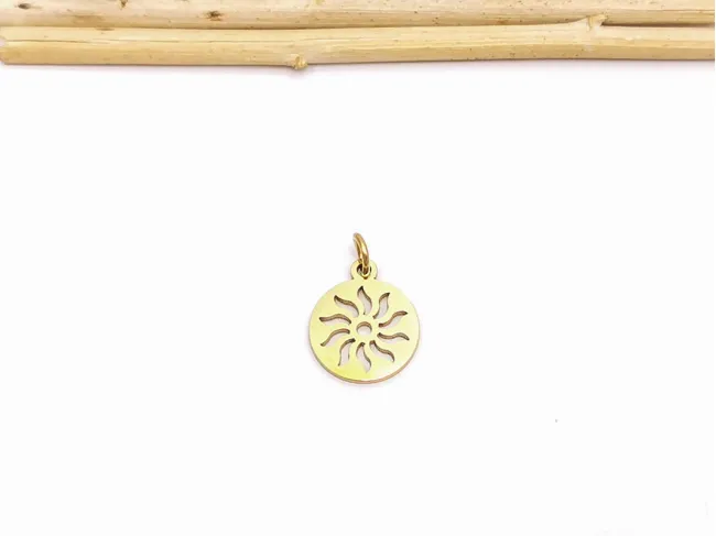Pandantiv charm soare din otel inoxidabil 304 auriu 14x12x1mm