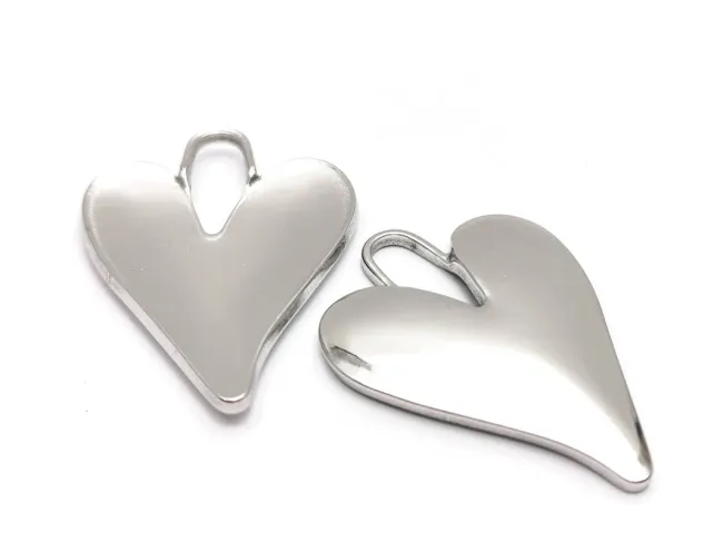 Pandantiv charm inima din otel inoxidabil 304 - 33x25x3mm