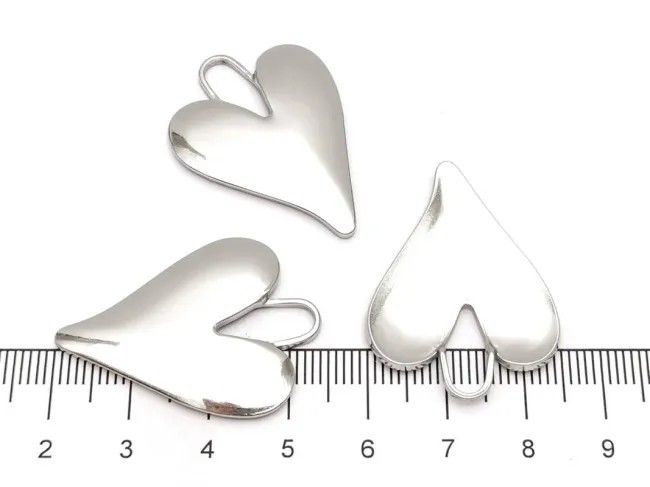 Pandantiv charm inima din otel inoxidabil 304 - 33x25x3mm