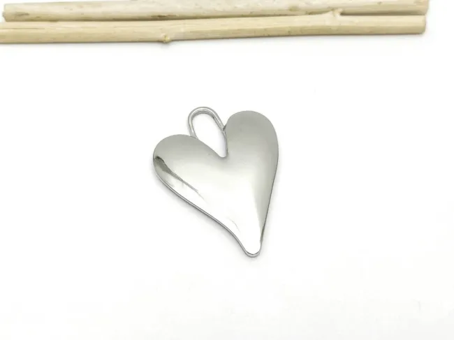 Pandantiv charm inima din otel inoxidabil 304 - 33x25x3mm