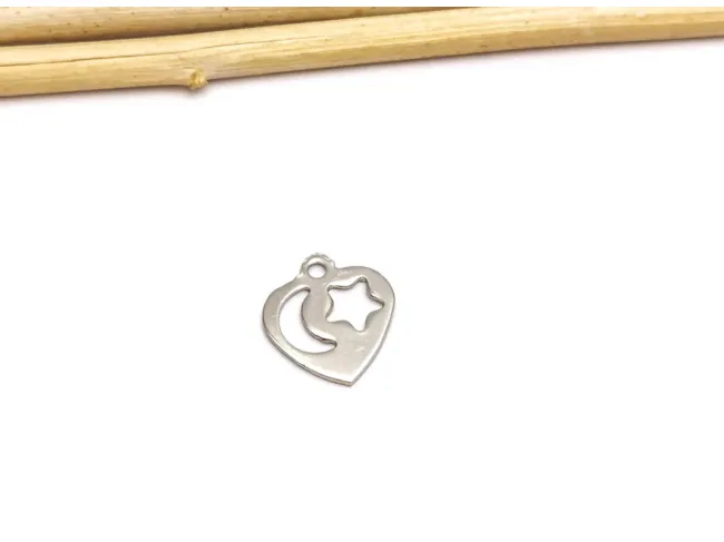 Charm otel inoxidabil 201 inima 12x11mm