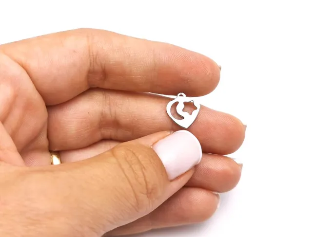 Charm otel inoxidabil 201 inima 12x11mm