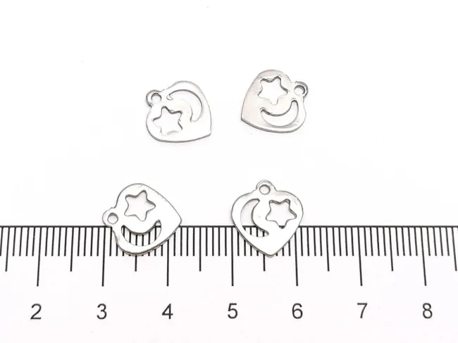 Charm otel inoxidabil 201 inima 12x11mm