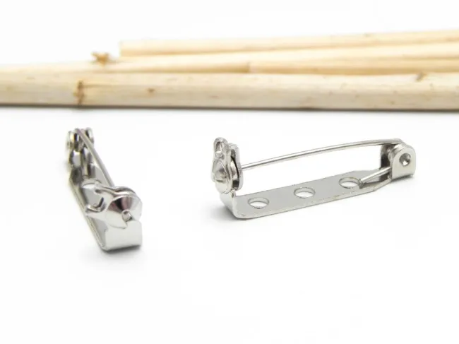 Baza pentru brosa cu siguranta 33x5mm argintiu inchis
