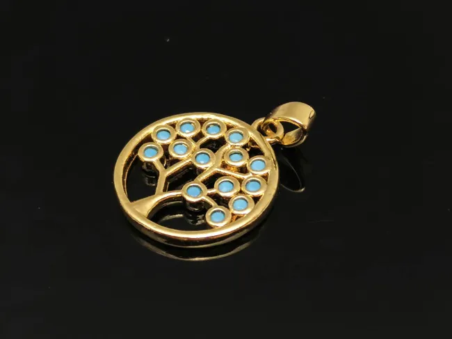 Charm copacul vietii din cubic zirconia 18x15mm auriu