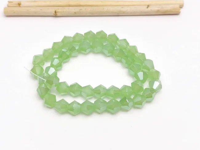 Margele cristal biconic 6mm verde opal lustered (sirag)