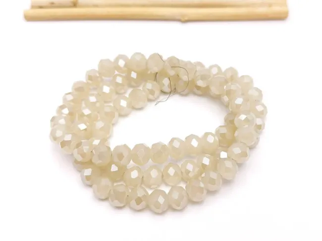 Margele cristal rondel fatetat 6x4mm nisipiu opal lustered (sirag)