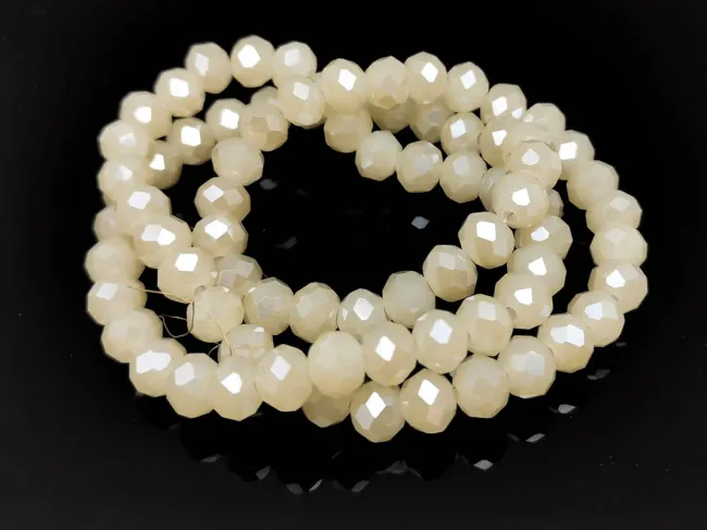 Margele cristal rondel fatetat 6x4mm nisipiu opal lustered (sirag)