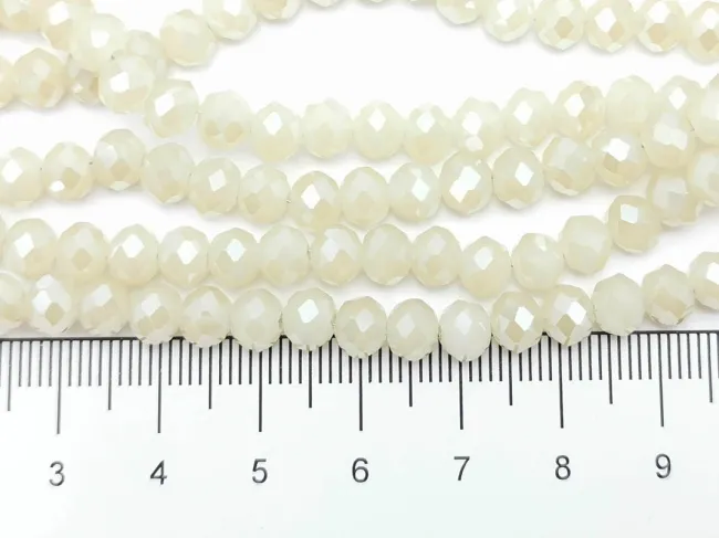 Margele cristal rondel fatetat 6x4mm nisipiu opal lustered (sirag)