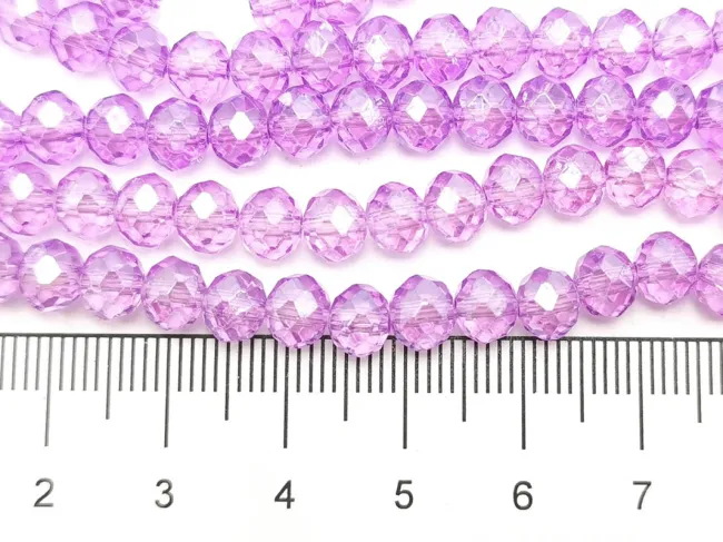 Margele cristal rondel fatetat electroplacat 6x4mm mov violet (sirag)