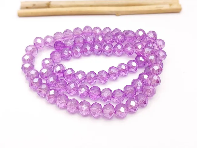 Margele cristal rondel fatetat electroplacat 6x4mm mov violet (sirag)