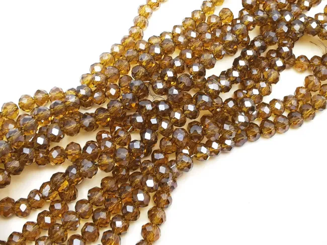 Margele cristal rondel fatetat 6x4mm coniac deschis lustered (sirag)