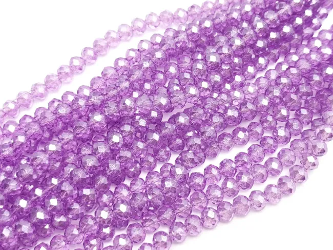 Margele cristal rondel fatetat electroplacat 6x4mm mov violet (sirag)
