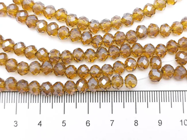Margele cristal rondel fatetat 6x4mm coniac deschis lustered (sirag)